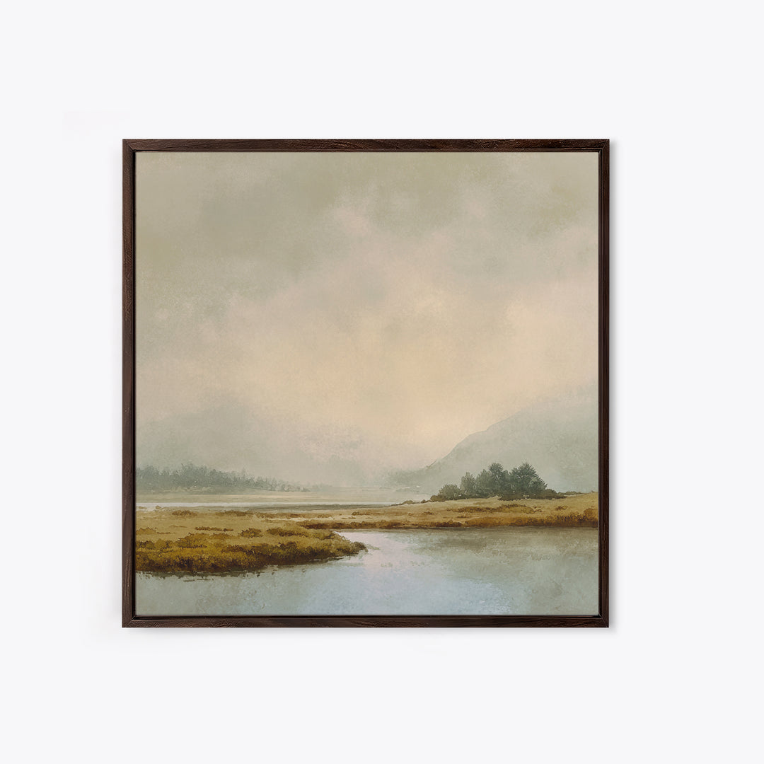 Soft Mountain Horizon Framed Canvas Print, Guest Bedroom Art, Bedroom Decor, Oil Painting, Guest, Above Bed Decor, GBA-1x1-7