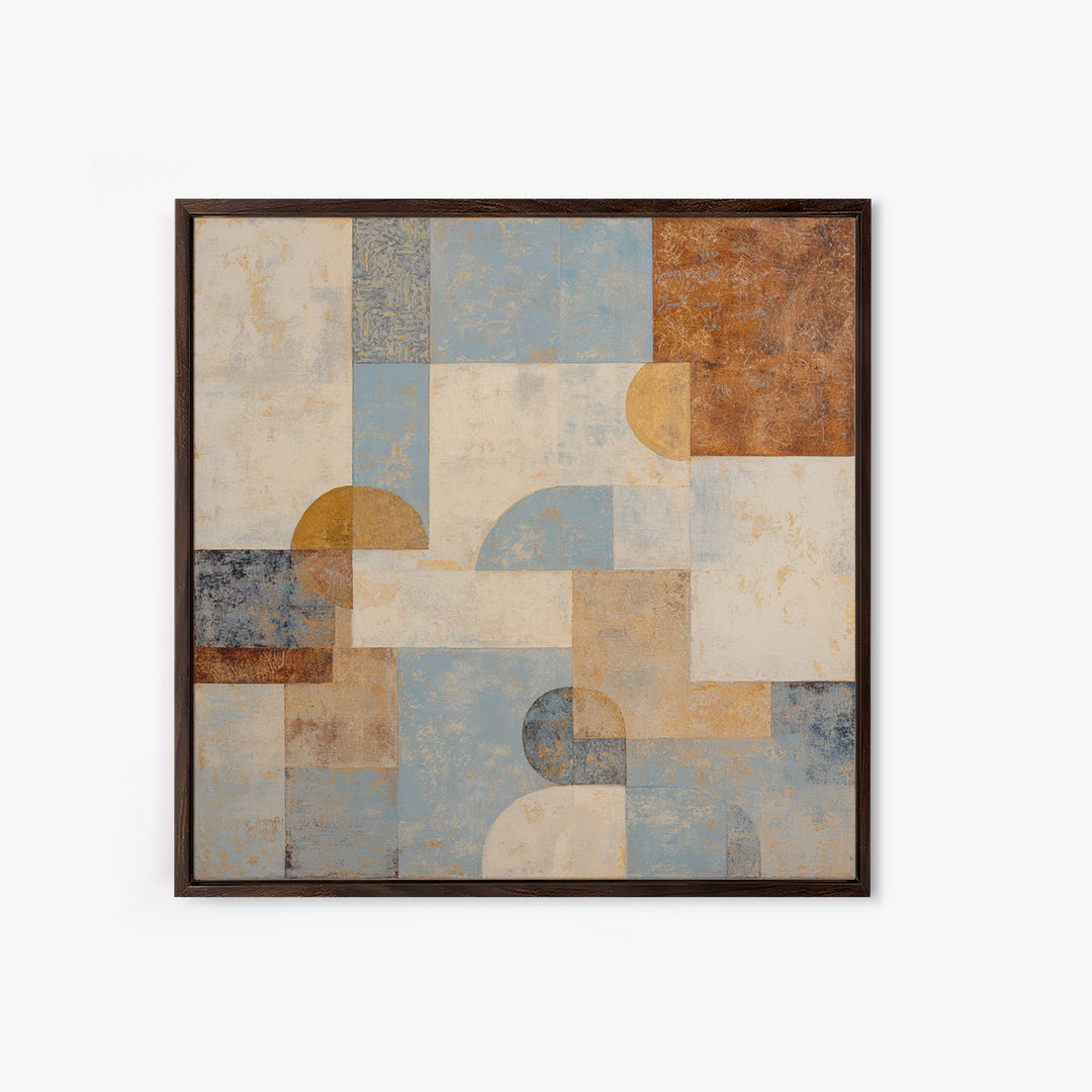 Warm Terracotta Shapes Framed Canvas Print, Guest Bedroom Art, Above Bed Decor, Bedroom Decor, Fine Art, Guest, Boho Decor, GBA-1x1-70