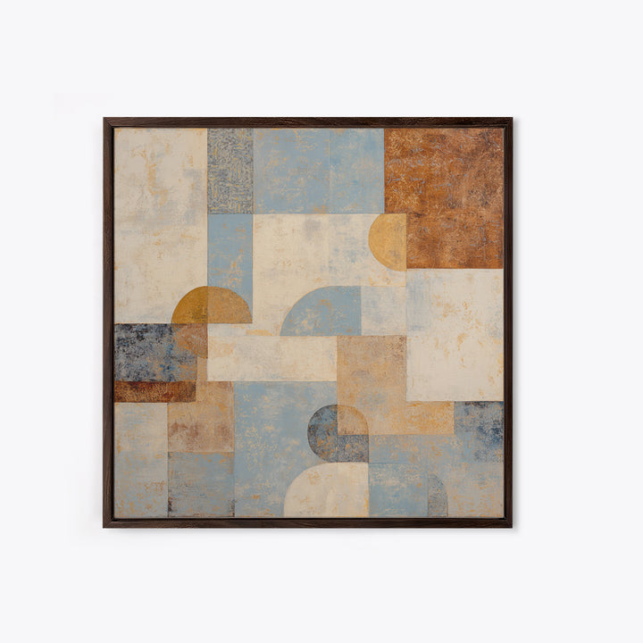 Warm Terracotta Shapes Framed Canvas Print, Guest Bedroom Art, Above Bed Decor, Bedroom Decor, Fine Art, Guest, Boho Decor, GBA-1x1-70