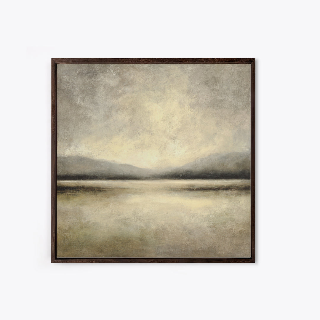 Gentle Rain over Distant Hills Framed Canvas Print, Guest Bedroom Art, Minimalist Wall Art, Bedroom Decor, Abstract Art, Guest, GBA-1x1-72