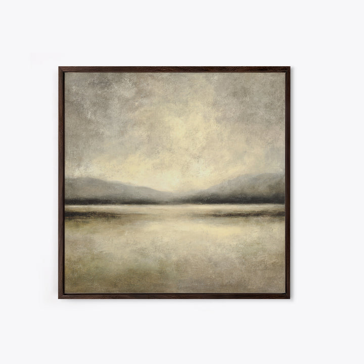Gentle Rain over Distant Hills Framed Canvas Print, Guest Bedroom Art, Minimalist Wall Art, Bedroom Decor, Abstract Art, Guest, GBA-1x1-72
