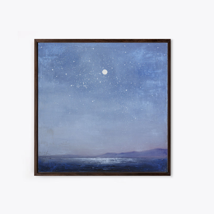 Minimal Moon and Stars Composition Framed Canvas Print, Guest Bedroom Art, Textured Painting, Bedroom Decor, Fine Art, Guest, GBA-1x1-88