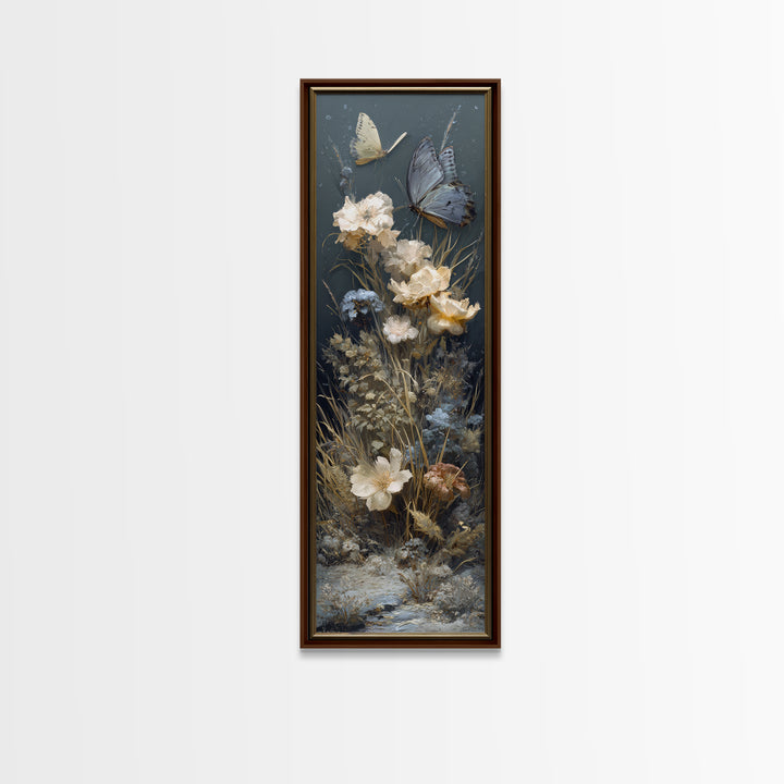 Garden Butterfly and Flowers Specimen Study Canvas Print, Guest Bedroom Art, New Home Gift, Bedroom Decor, Fine Art, Guest, GBA-1x3-11