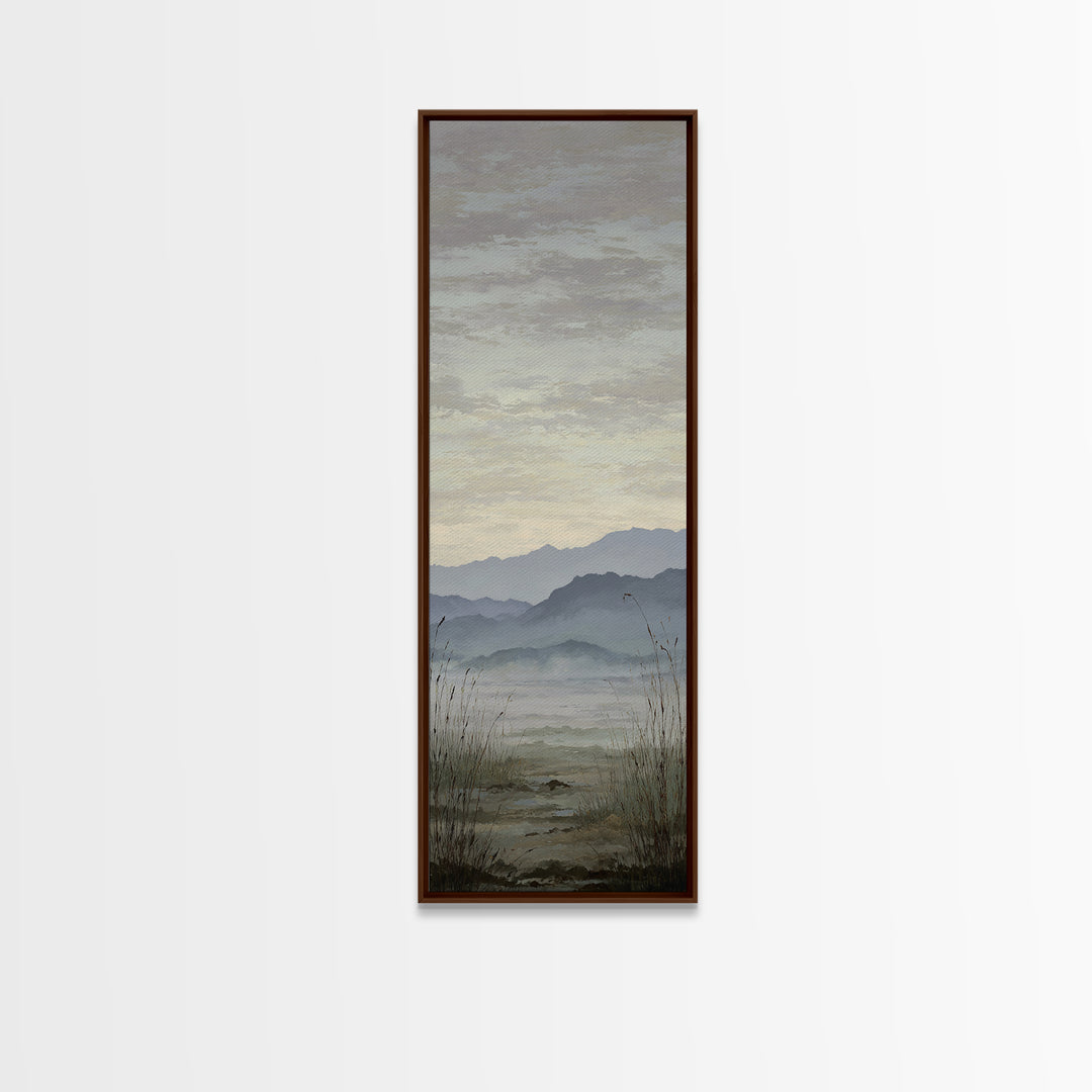 Soft Mountain Horizon Framed Canvas Print, Guest Bedroom Art, Poster, Bedroom Decor, Oil Painting, Guest, Farmhouse Decor, GBA-1x3-19
