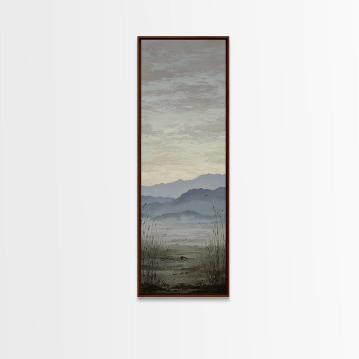 Soft Mountain Horizon Framed Canvas Print, Guest Bedroom Art, Poster, Bedroom Decor, Oil Painting, Guest, Farmhouse Decor, GBA-1x3-19