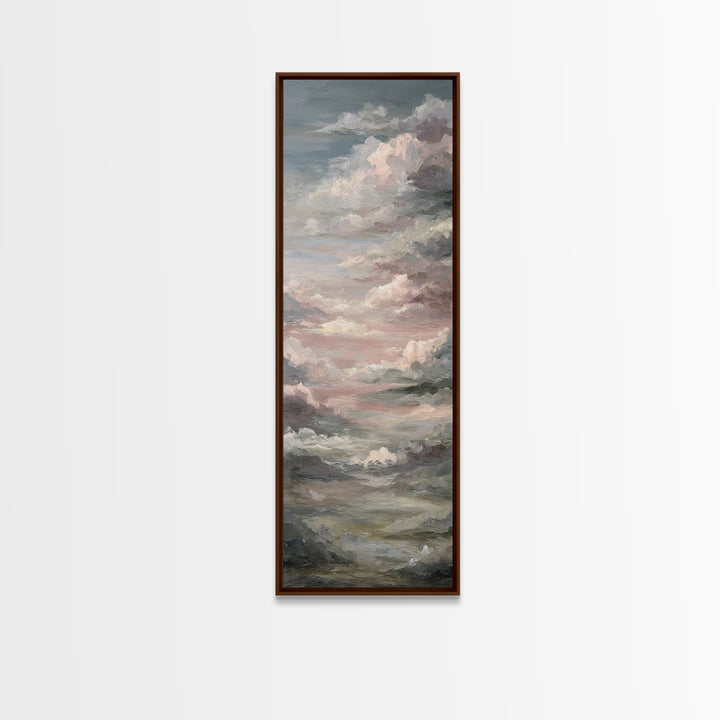 Romantic Cloudscape in Blush and Ivory Framed Canvas Print, Guest Bedroom Art, Wall Art Prints, Bedroom Decor, Fine Art, Guest, GBA-1x3-47