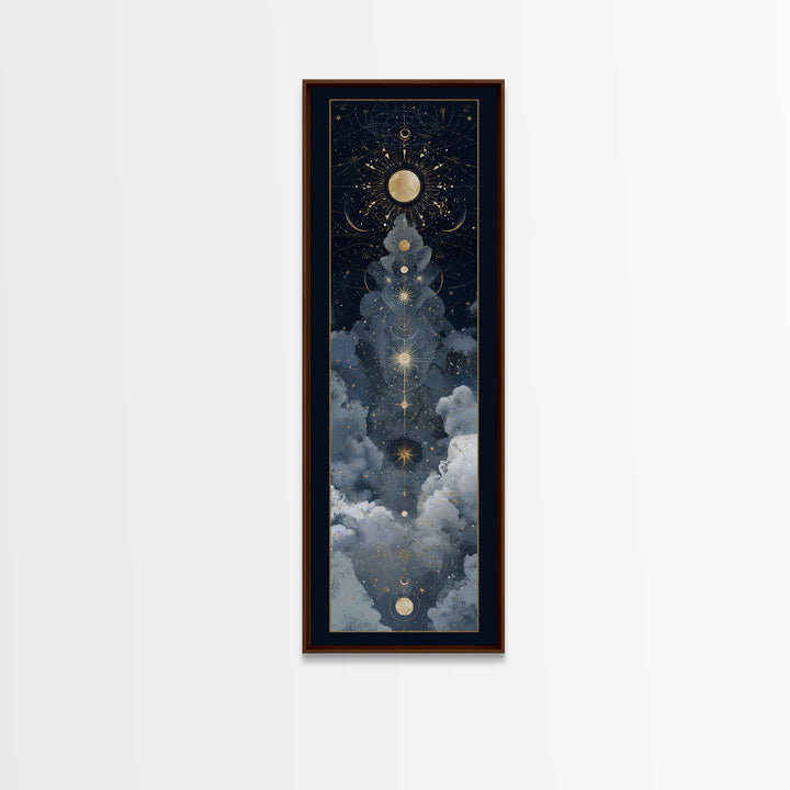 Minimal Moon and Stars Composition Framed Canvas Print, Guest Bedroom Art, Home Decor, Bedroom Decor, Fine Art, Guest, GBA-1x3-52