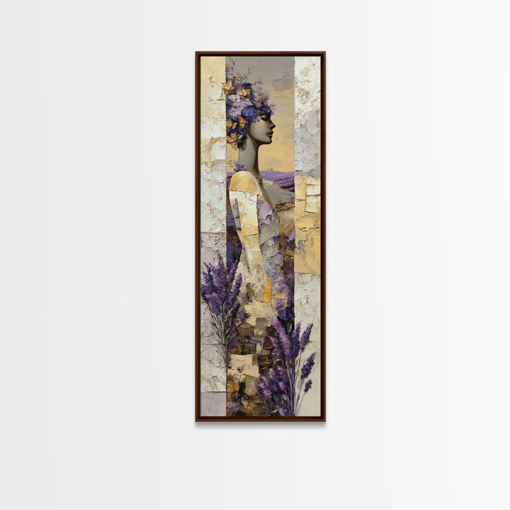 Lavender Field under Pale Sky Canvas Print, Guest Bedroom Art, Bedroom Decor, Oil Painting, Guest, Above Bed Decor, GBA-1x3-55