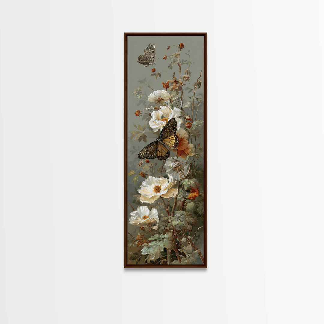 Garden Butterfly and Flowers Specimen Study Canvas Print, Guest Bedroom Art, Digital Print, Bedroom Decor, Oil Painting, Guest, GBA-1x3-59