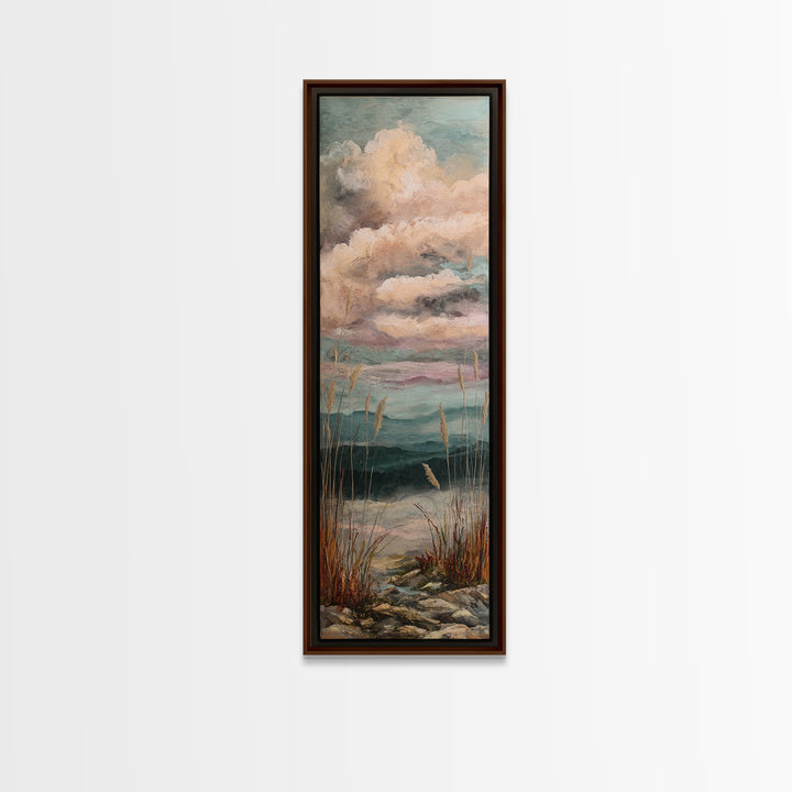 Romantic Cloudscape in Blush and Ivory Framed Canvas Print, Guest Bedroom Art, Bedroom Wall Decor, Bedroom Decor, Guest, GBA-1x3-71