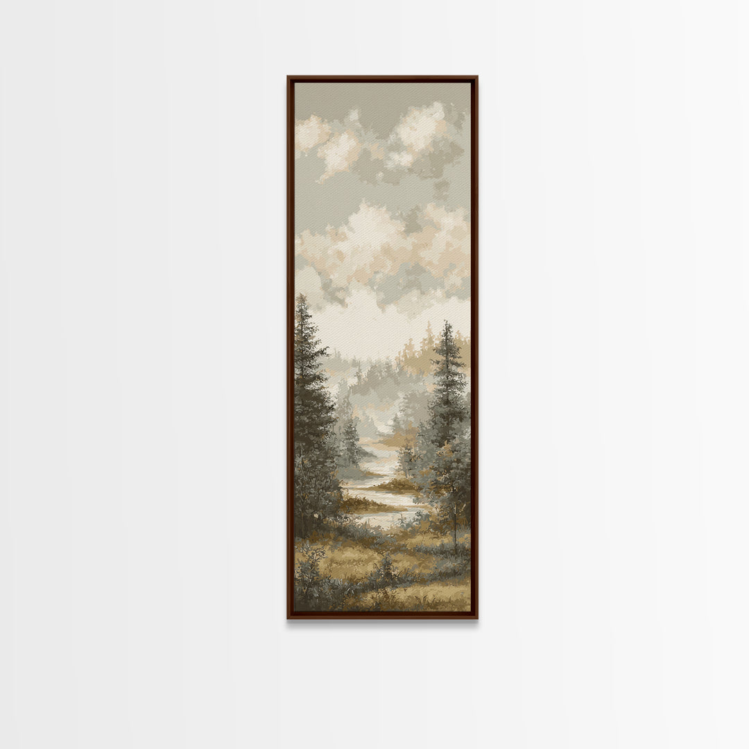 Monochrome Forest Silhouette Canvas Print, Guest Bedroom Art, Prints, Bedroom Decor, Oil Painting, Guest 373, Set of Wall Art, GBA-1x3-73