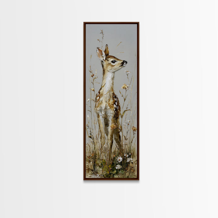 Sunlit Meadow with Delicate Flowers Framed Canvas Print, Guest Bedroom Art, Cat Wall Art, Bedroom Decor, Oil Painting, Guest, GBA-1x3-75