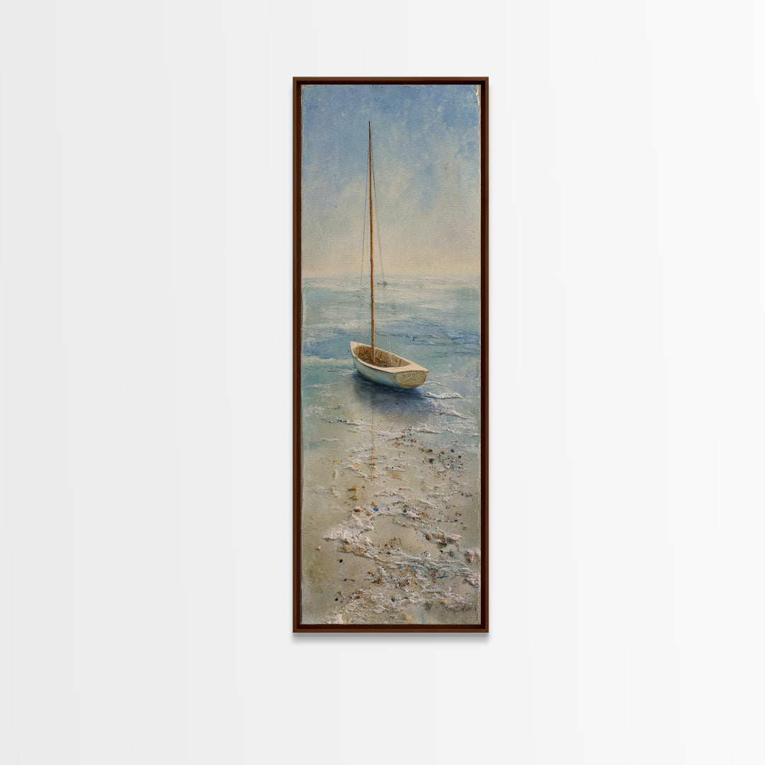 Soft Watercolor Sailboat on Quiet Water Canvas Print, Guest Bedroom Art, Bedroom Prints, Bedroom Decor, Fine Art, Guest, GBA-1x3-78