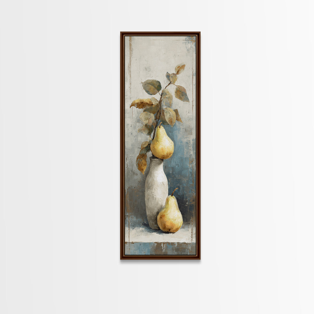 Classic Pear Still Life for Cozy Hospitality Framed Canvas Print, Guest Bedroom Art, Statement Artwork, Bedroom Decor, Guest, GBA-1x3-8