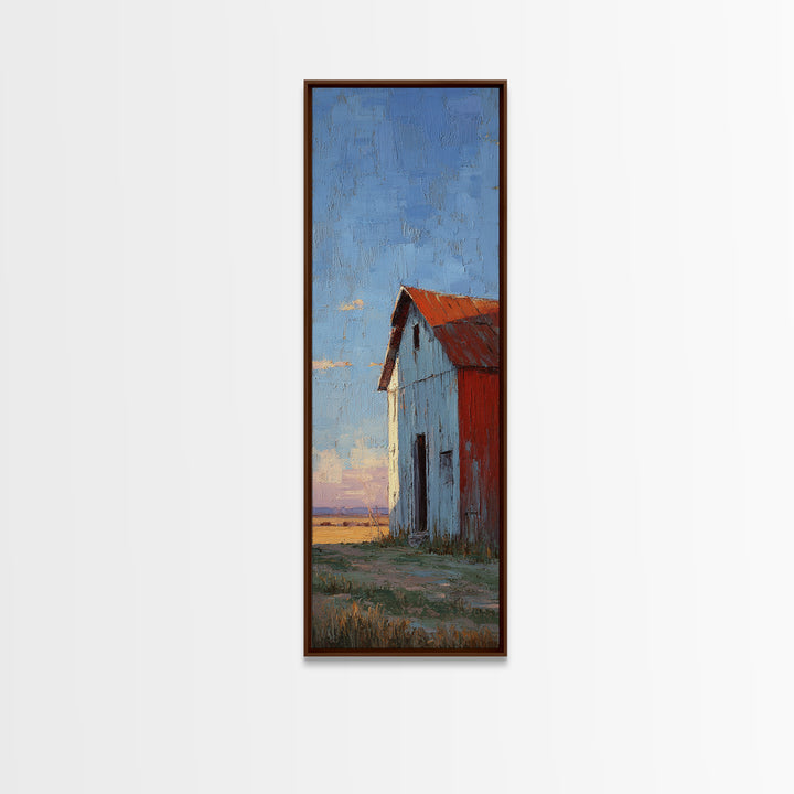 Quiet Horse Pasture at Sunset Canvas Print, Guest Bedroom Art, New Home Gift, Bedroom Decor, Guest, Minimalist Wall Art, GBA-1x3-81