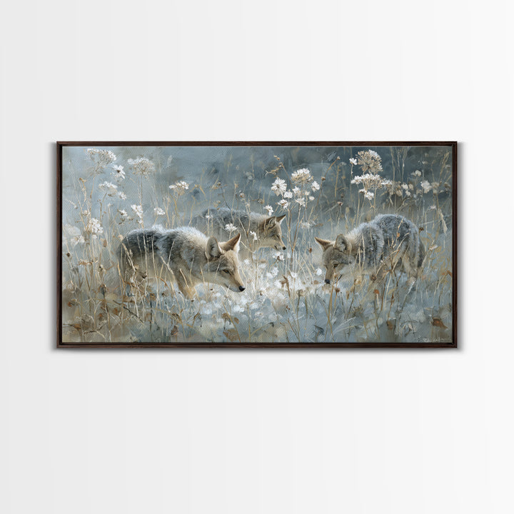 Sunlit Meadow with Delicate Flowers Framed Canvas Print, Guest Bedroom Art, Living Room Wall Art, Bedroom Decor, Guest, GBA-2x1-11
