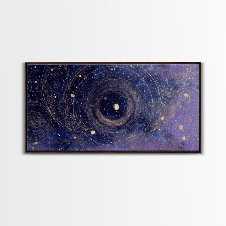 Minimal Moon and Stars Composition Framed Canvas Print, Guest Bedroom Art, Art Print, Bedroom Decor, Fine Art, Guest, GBA-2x1-12