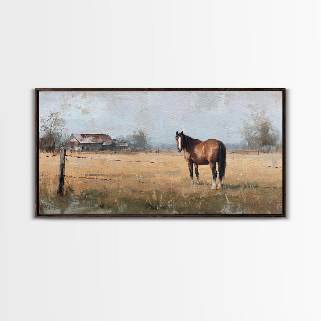 Quiet Horse Pasture at Sunset Canvas Print, Guest Bedroom Art, Contemporary Art, Bedroom Decor, Fine Art, Guest, Digital Print, GBA-2x1-17