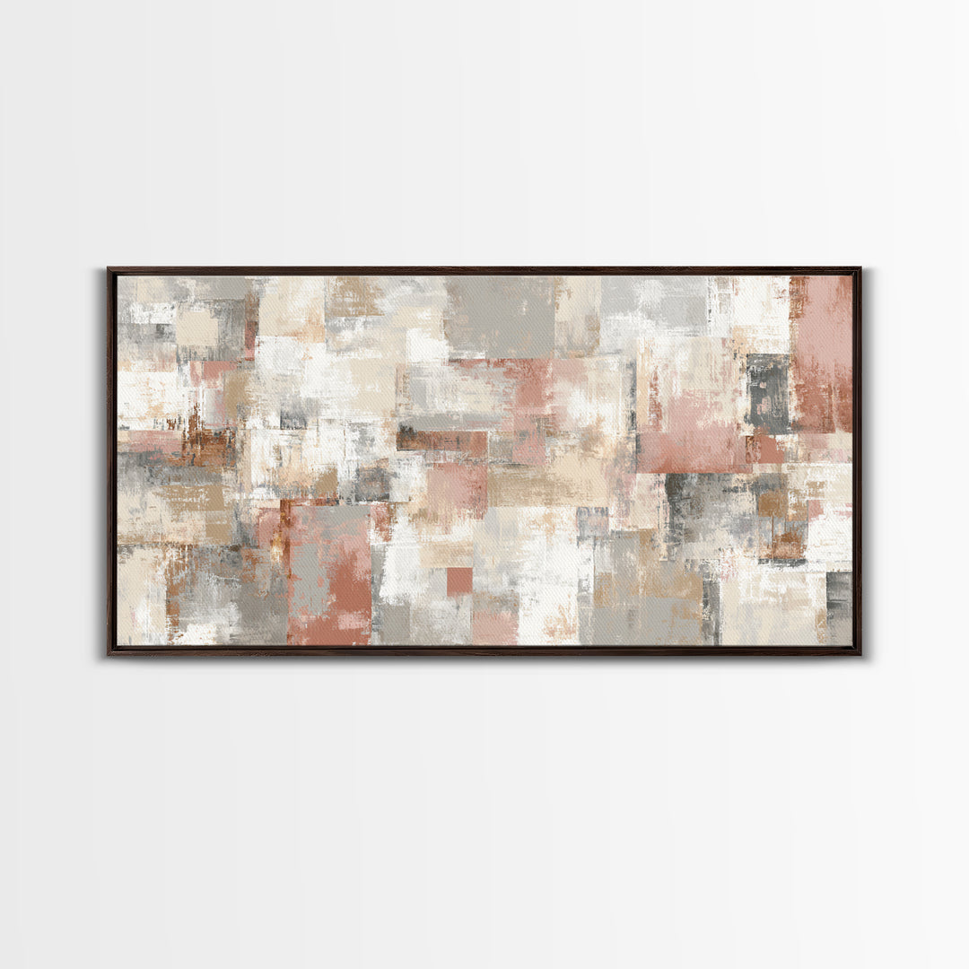 Warm Terracotta Shapes Framed Canvas Print, Guest Bedroom Art, Statement Artwork, Bedroom Decor, Abstract Art, Guest, GBA-2x1-18