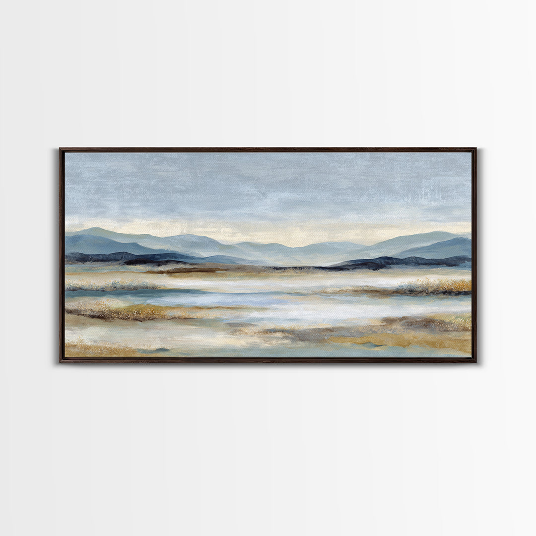 Gentle Rain over Distant Hills Framed Canvas Print, Guest Bedroom Art, Statement Artwork, Bedroom Decor, Fine Art, Guest, GBA-2x1-20
