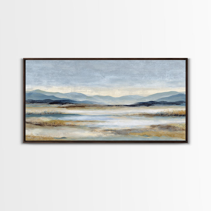 Gentle Rain over Distant Hills Framed Canvas Print, Guest Bedroom Art, Statement Artwork, Bedroom Decor, Fine Art, Guest, GBA-2x1-20
