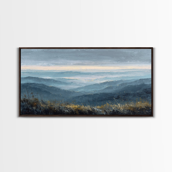 Soft Mountain Horizon Framed Canvas Print, Guest Bedroom Art, Fine Art Print, Bedroom Decor, Fine Art, Guest, Poster, GBA-2x1-27