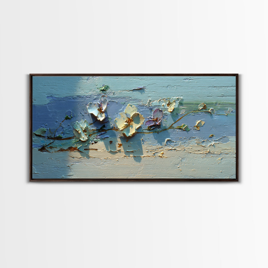 Garden Butterfly and Flowers Specimen Study Framed Canvas Print, Guest Bedroom Art, Prints, Bedroom Decor, Oil Painting, Guest, GBA-2x1-43