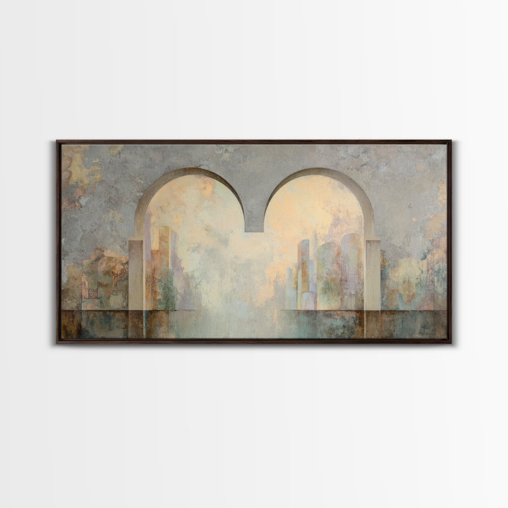 Gentle Rain over Distant Hills Canvas Print, Guest Bedroom Art, Textured Painting, Bedroom Decor, Abstract Art, Guest, GBA-2x1-44