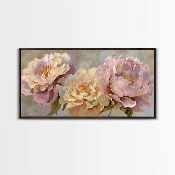 Neutral Peony Painting Framed Canvas Print, Guest Bedroom Art, Poster, Bedroom Decor, Abstract Art, Guest, Farmhouse Decor, GBA-2x1-5