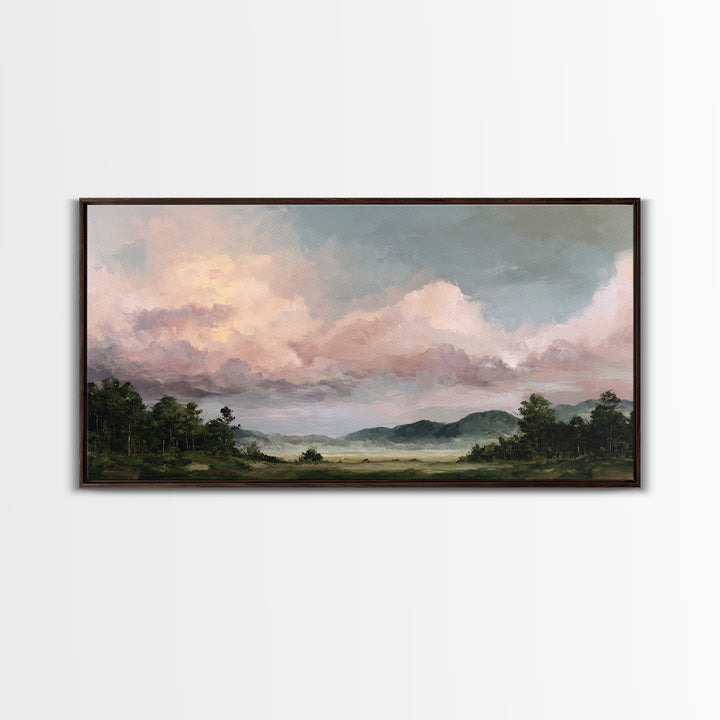 Romantic Cloudscape in Blush and Ivory Framed Canvas Print, Guest Bedroom Art, Printable Art, Bedroom Decor, Fine Art, Guest, GBA-2x1-55