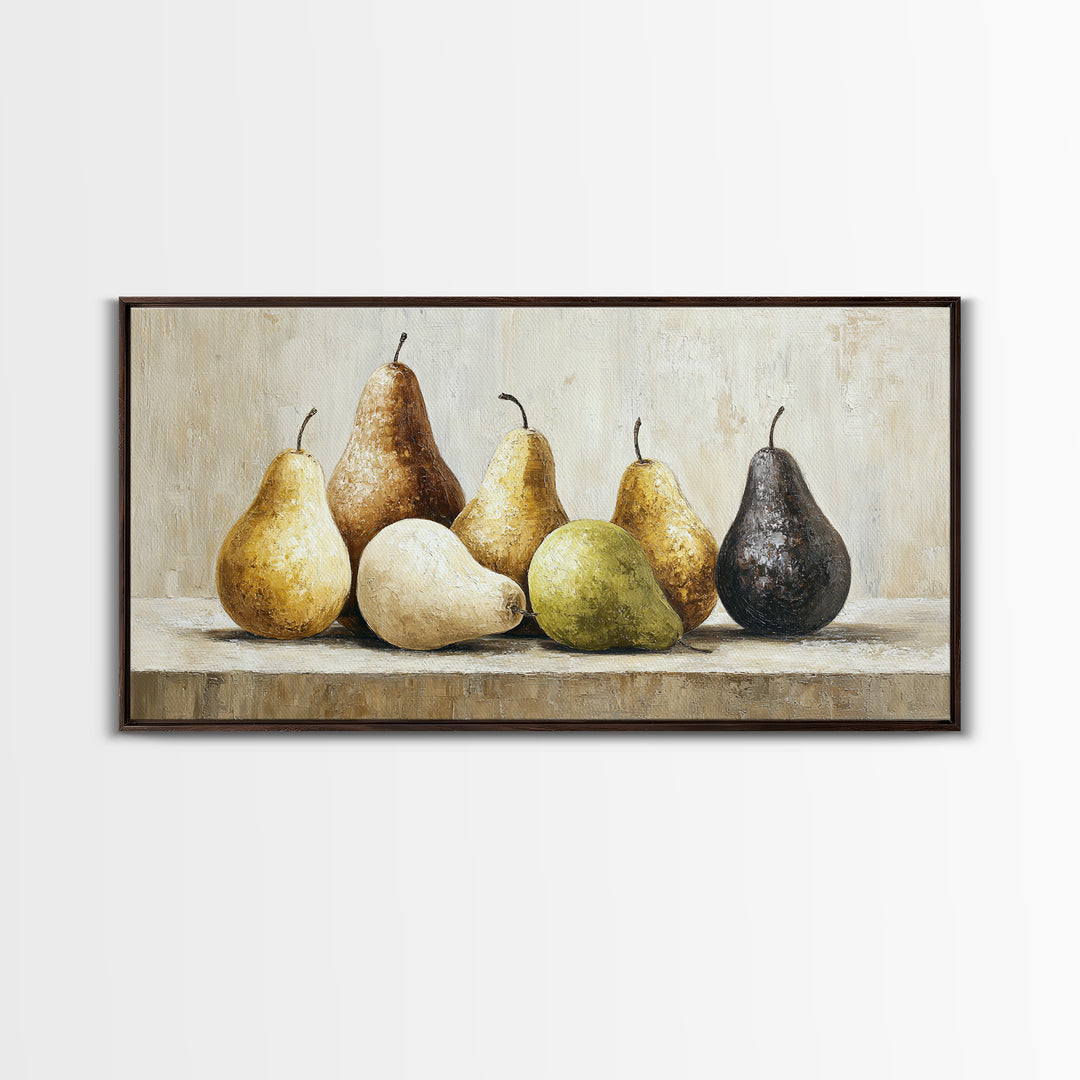Classic Pear Still Life for Cozy Hospitality Framed Canvas Print, Guest Bedroom Art, New Home Gift, Bedroom Decor, Guest, GBA-2x1-88