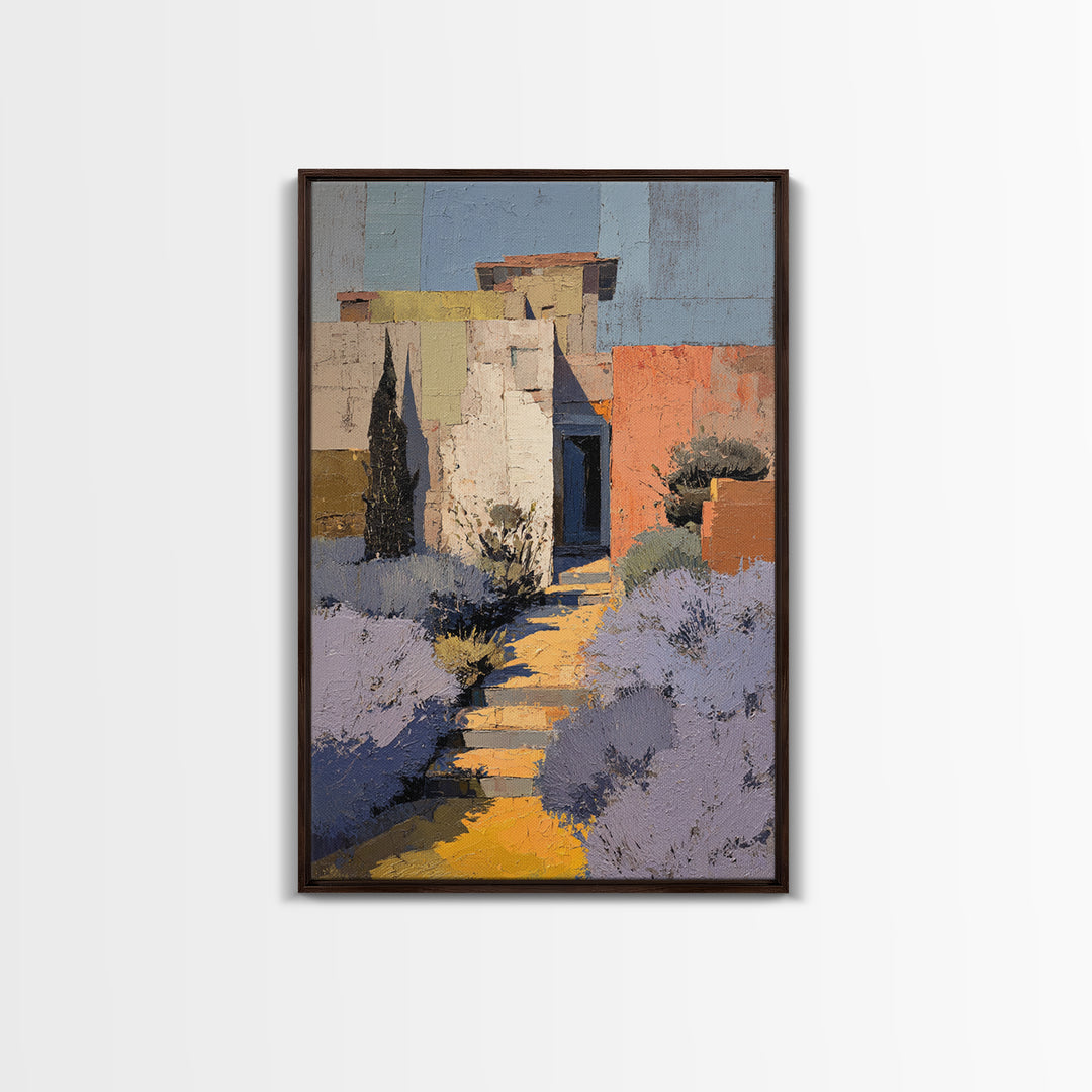 Lavender Field under Pale Sky Framed Canvas Print, Guest Bedroom Art, Farmhouse Wall Art, Bedroom Decor, Fine Art, Guest, GBA-2x3-3