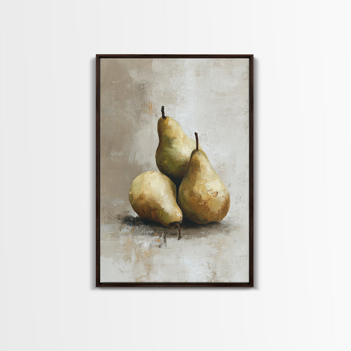 Classic Pear Still Life for Cozy Hospitality Framed Canvas Print, Guest Bedroom Art, Statement Artwork, Bedroom Decor, Guest, GBA-2x3-4
