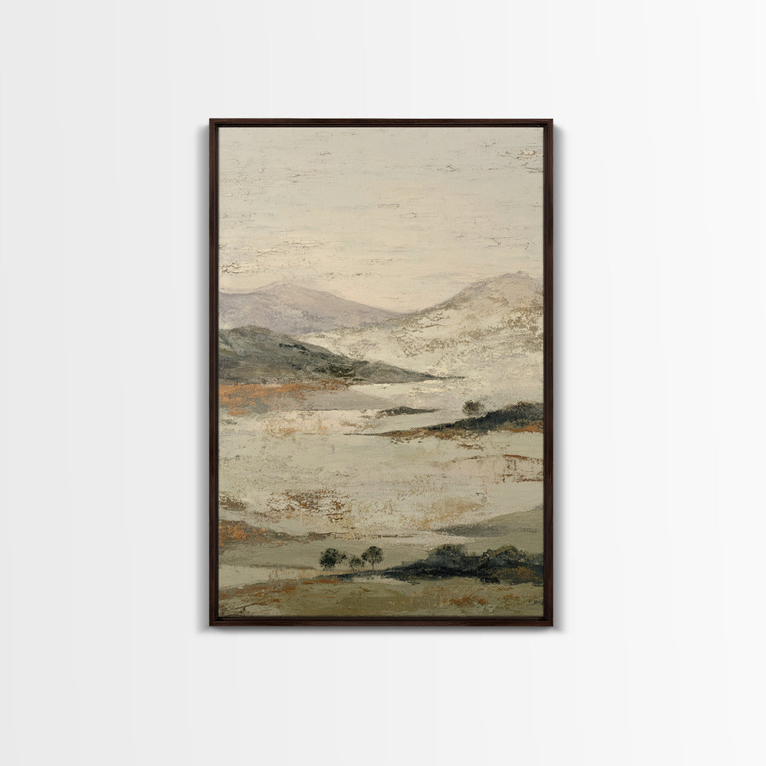 Gentle Rain over Distant Hills Framed Canvas Print, Guest Bedroom Art, Neutral Decor, Bedroom Decor, Abstract Art, Guest, GBA-2x3-56