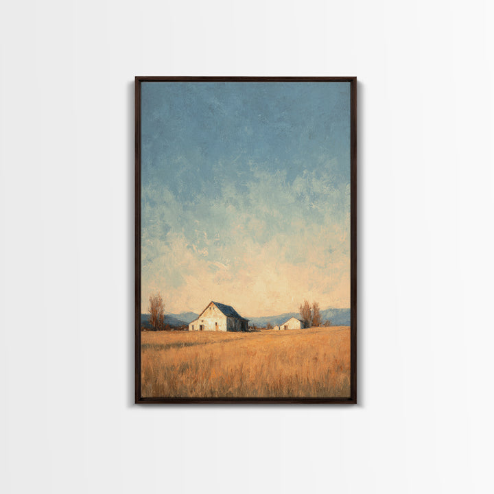 Quiet Horse Pasture at Sunset Canvas Print, Guest Bedroom Art, New Home Gift, Bedroom Decor, Guest, Minimalist Wall Art, GBA-2x3-77