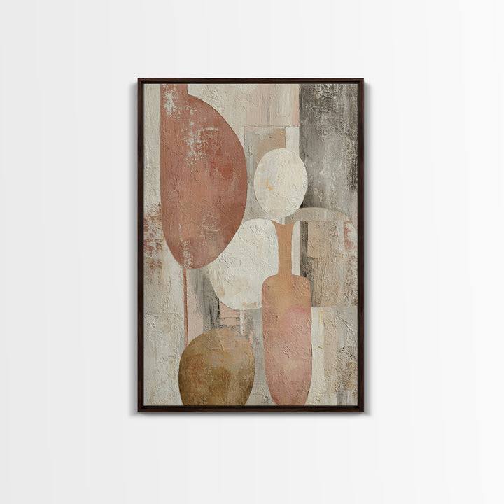 Warm Terracotta Shapes Framed Canvas Print, Guest Bedroom Art, Digital Prints, Bedroom Decor, Abstract Art, Guest, GBA-2x3-78