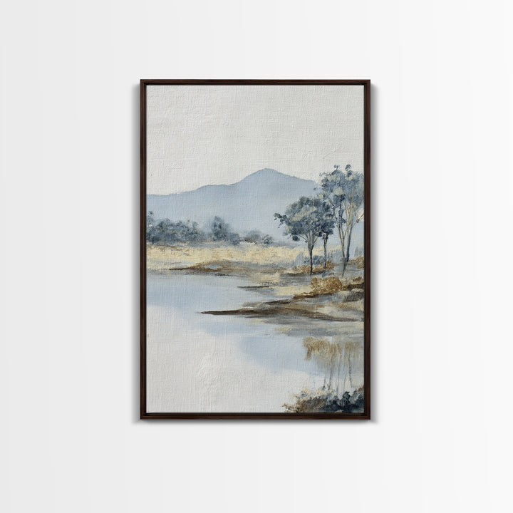 Gentle Rain over Distant Hills Framed Canvas Print, Guest Bedroom Art, Bedroom Wall Decor, Bedroom Decor, Oil Painting, Guest, GBA-2x3-8
