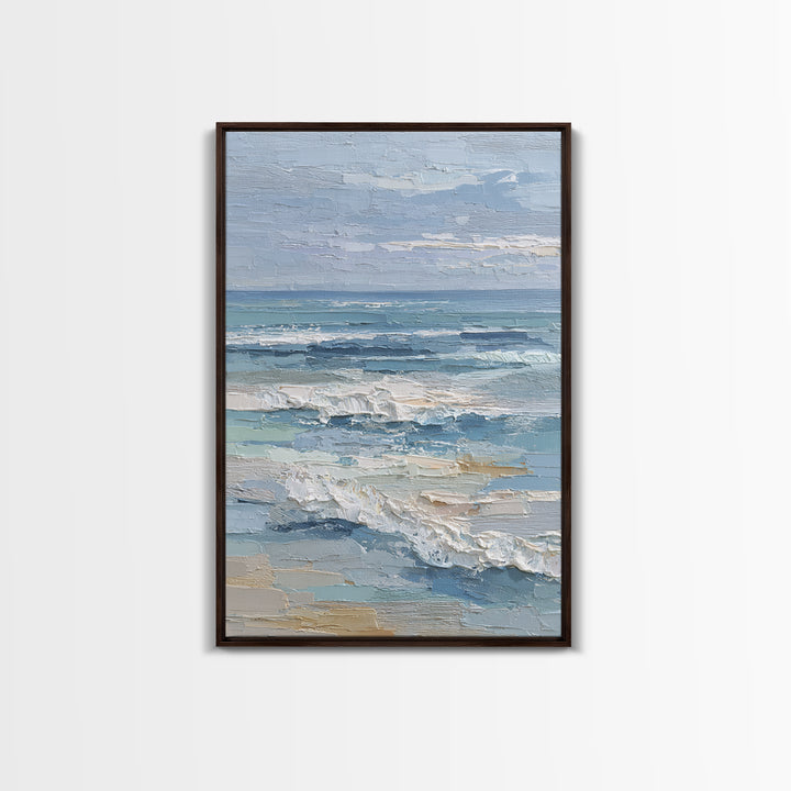 Coastal Dunes in Pale Blue and Sand Framed Canvas Print, Guest Bedroom Art, Farmhouse Decor, Bedroom Decor, Fine Art, Guest, GBA-2x3-85