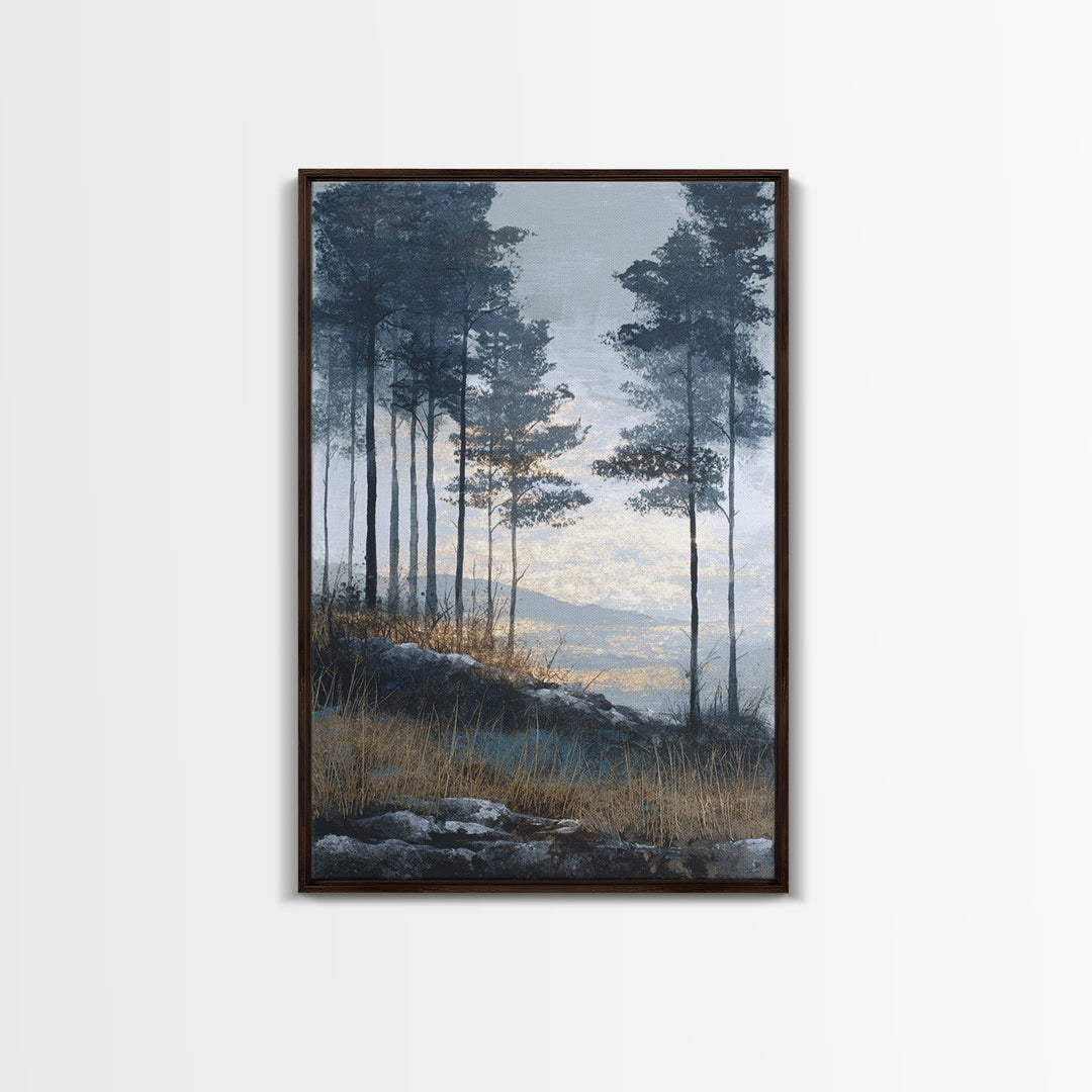 Monochrome Forest Silhouette Framed Canvas Print, Guest Bedroom Art, Bedroom Decor, Fine Art, Guest, Above Bed Decor, GBA-2x3-93