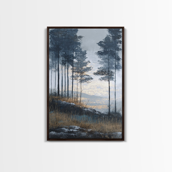 Monochrome Forest Silhouette Framed Canvas Print, Guest Bedroom Art, Bedroom Decor, Fine Art, Guest, Above Bed Decor, GBA-2x3-93