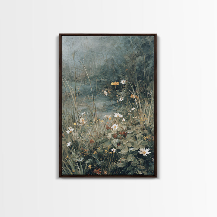 Sunlit Meadow with Delicate Flowers Canvas Print, Guest Bedroom Art, Set of 3 Wall Art, Bedroom Decor, Watercolor Art, Guest, GBA-2x3-95