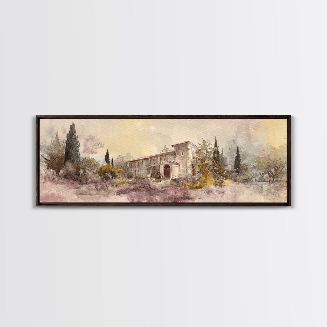 Lavender Field under Pale Sky Canvas Print, Guest Bedroom Art, Trendy Wall Art, Bedroom Decor, Watercolor Art, Guest, GBA-3x1-11