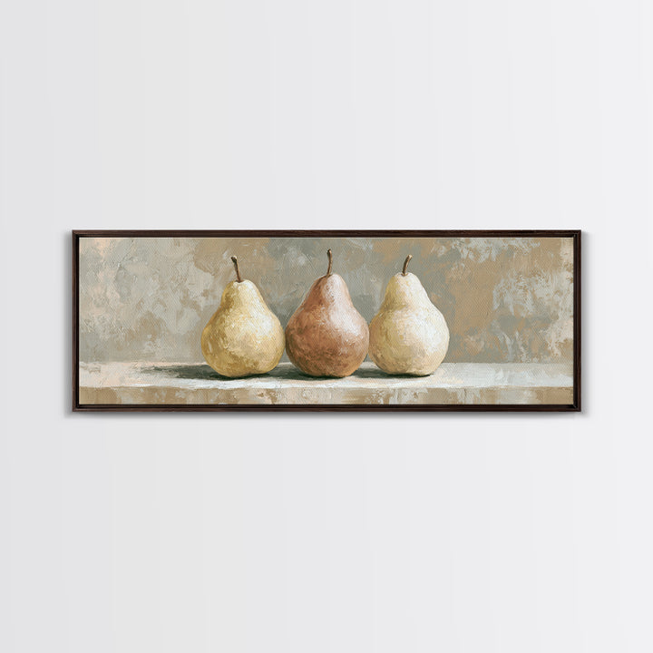 Classic Pear Still Life for Cozy Hospitality Framed Canvas Print, Guest Bedroom Art, Funky Wall Art, Bedroom Decor, Guest, GBA-3x1-12