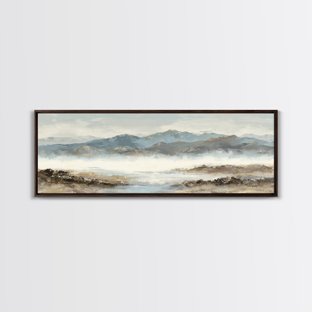 Soft Mountain Horizon Framed Canvas Print, Guest Bedroom Art, Boho Decor, Bedroom Decor, Fine Art, Guest, Digital Prints, GBA-3x1-23