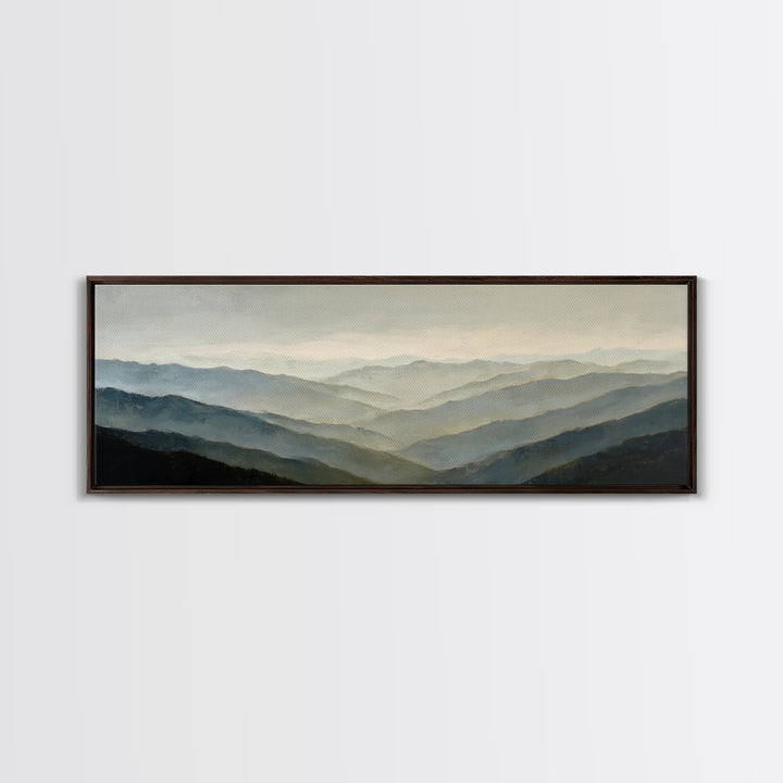 Soft Mountain Horizon Framed Canvas Print, Guest Bedroom Art, Wall Decor, Bedroom Decor, Fine Art, Guest, Living Room Decor, GBA-3x1-47