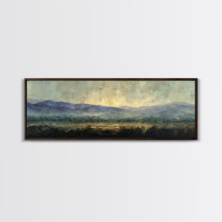 Soft Mountain Horizon Canvas Print, Guest Bedroom Art, Wall Art Prints, Bedroom Decor, Oil Painting, Guest, Cat Wall Art, GBA-3x1-71