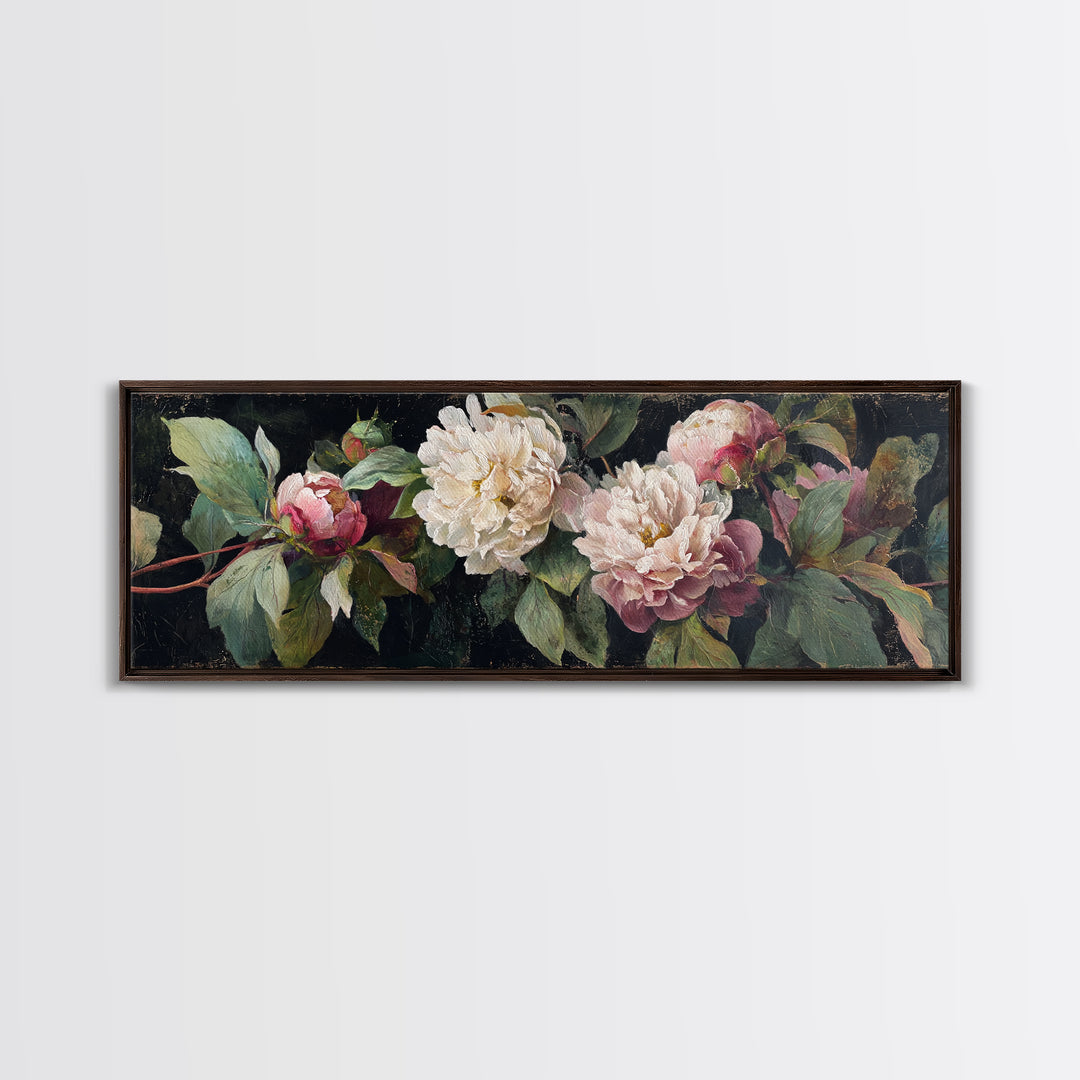 Neutral Peony Painting Framed Canvas Print, Guest Bedroom Art, Minimalist Wall Art, Bedroom Decor, Guest, Luxury Decor, GBA-3x1-73