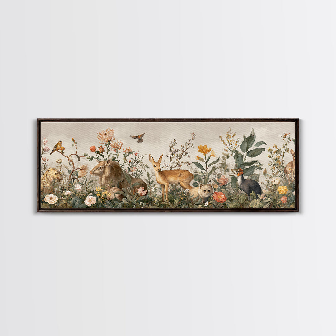 Sunlit Meadow with Delicate Flowers Framed Canvas Print, Guest Bedroom Art, Bedroom Decor, Watercolor Art, Guest, GBA-3x1-79