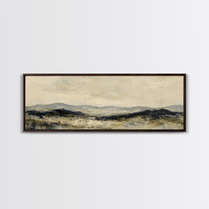 Gentle Rain over Distant Hills Canvas Print, Guest Bedroom Art, Minimalist Decor, Bedroom Decor, Oil Painting, Guest, GBA-3x1-88