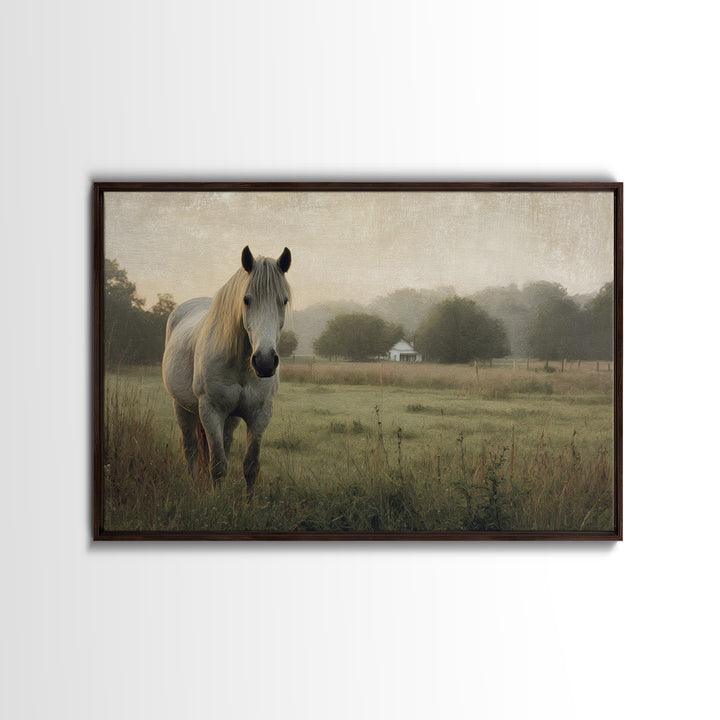 Quiet Horse Pasture at Sunset Canvas Print, Guest Bedroom Art, New Home Gift, Bedroom Decor, Guest, Minimalist Wall Art, GBA-3x2-1
